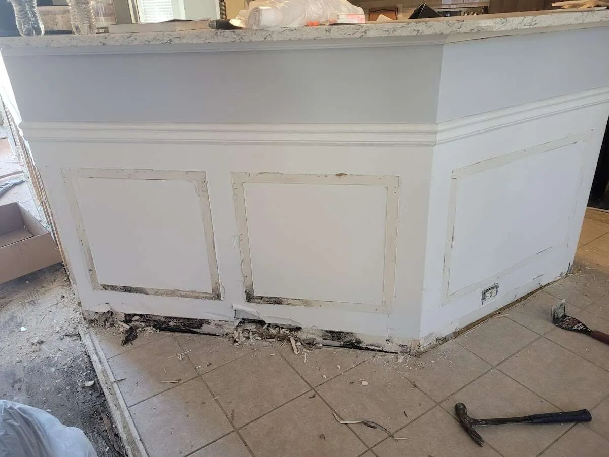 Water damage and mold on kitchen during Storm Damage Restoration in Lake Stickney